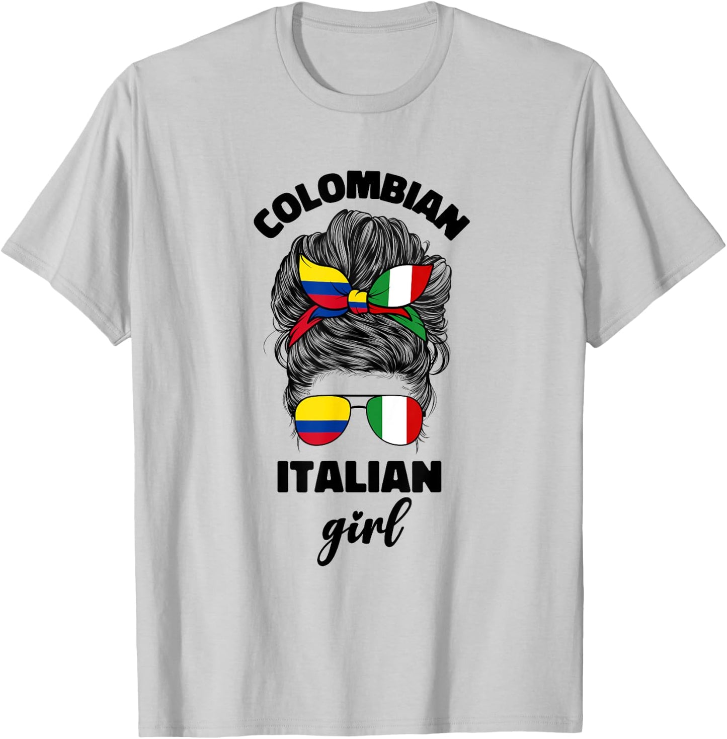 Half Italian And Colombian Colombia Italy Flag Girl Women T-Shirt - T-Shirt | Ash
