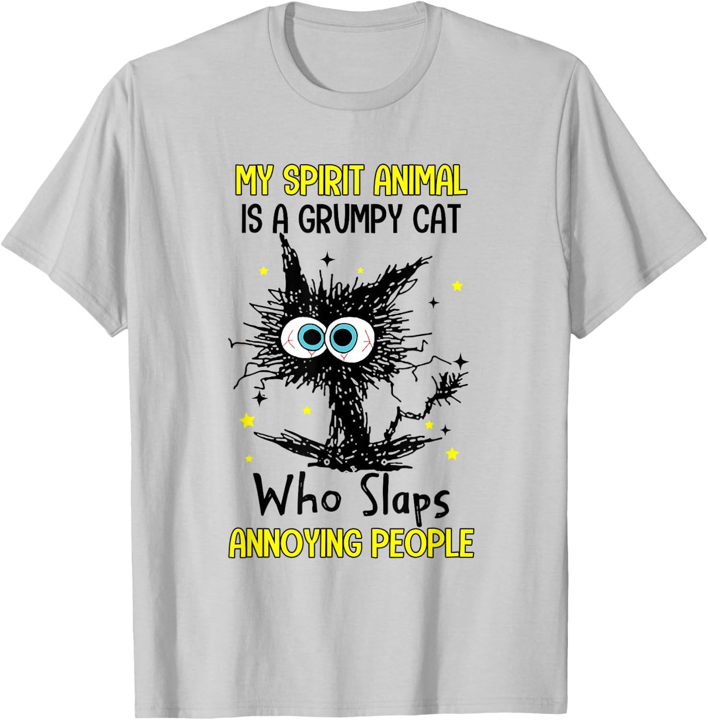 Vintage My Spirit Animal Is A Grumpy Funny Cat T-Shirt - T-Shirt | Ash