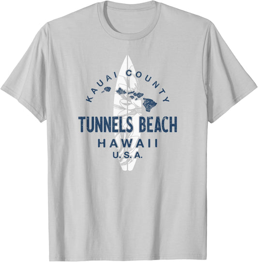 Tunnels Beach Kauai Hawaii Vintage Surfing Women Kids T-Shirt - T-Shirt | Ash