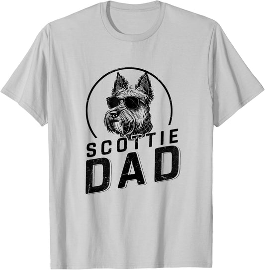 Scottie Dad Dog Owner Gifts Funny Dog Dad Christmas T-Shirt - T-Shirt | Ash