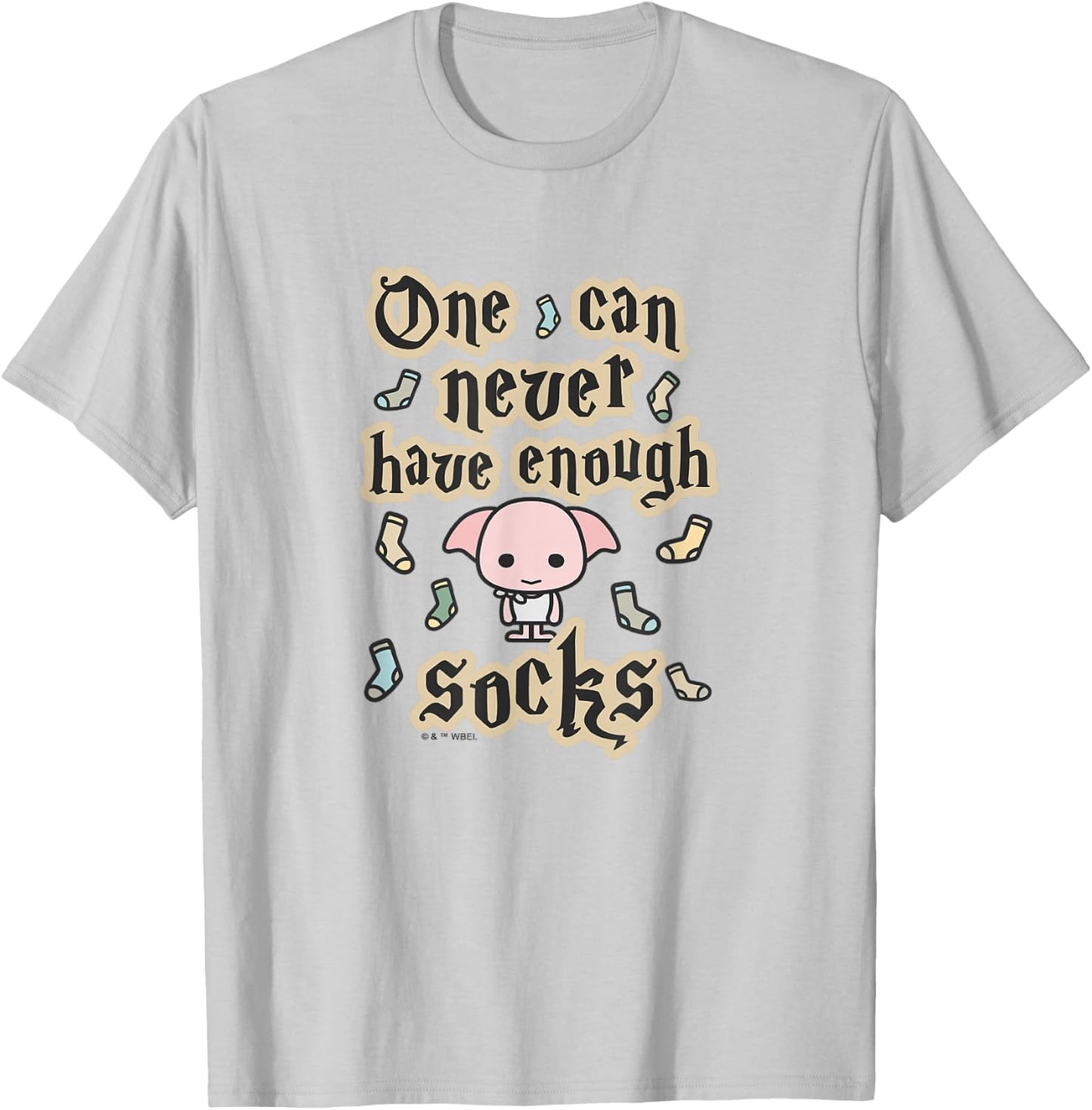 Harry Potter Cute Dobby One Can Never Have Enough Socks T-Shirt - T-Shirt | Ash