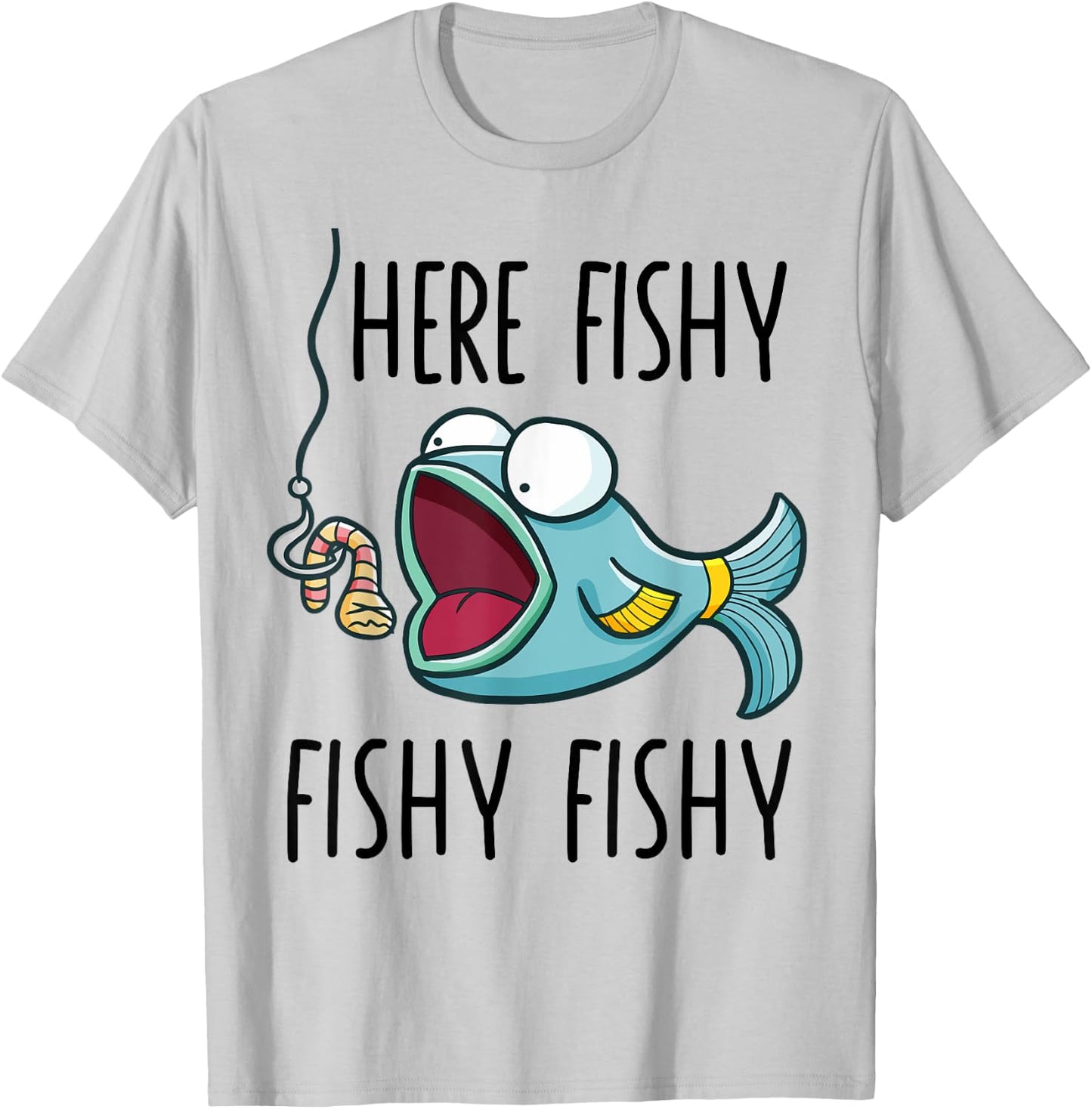 Here-Fishy Shirt Kids Toddler Boys Girls Funny Fishing T-Shirt - T-Shirt | Ash