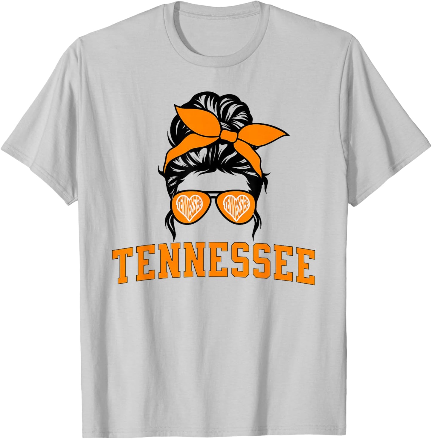 Tennessee State Women's Kids TN Orange Fan Messy Bun Hair T-Shirt - T-Shirt | Ash