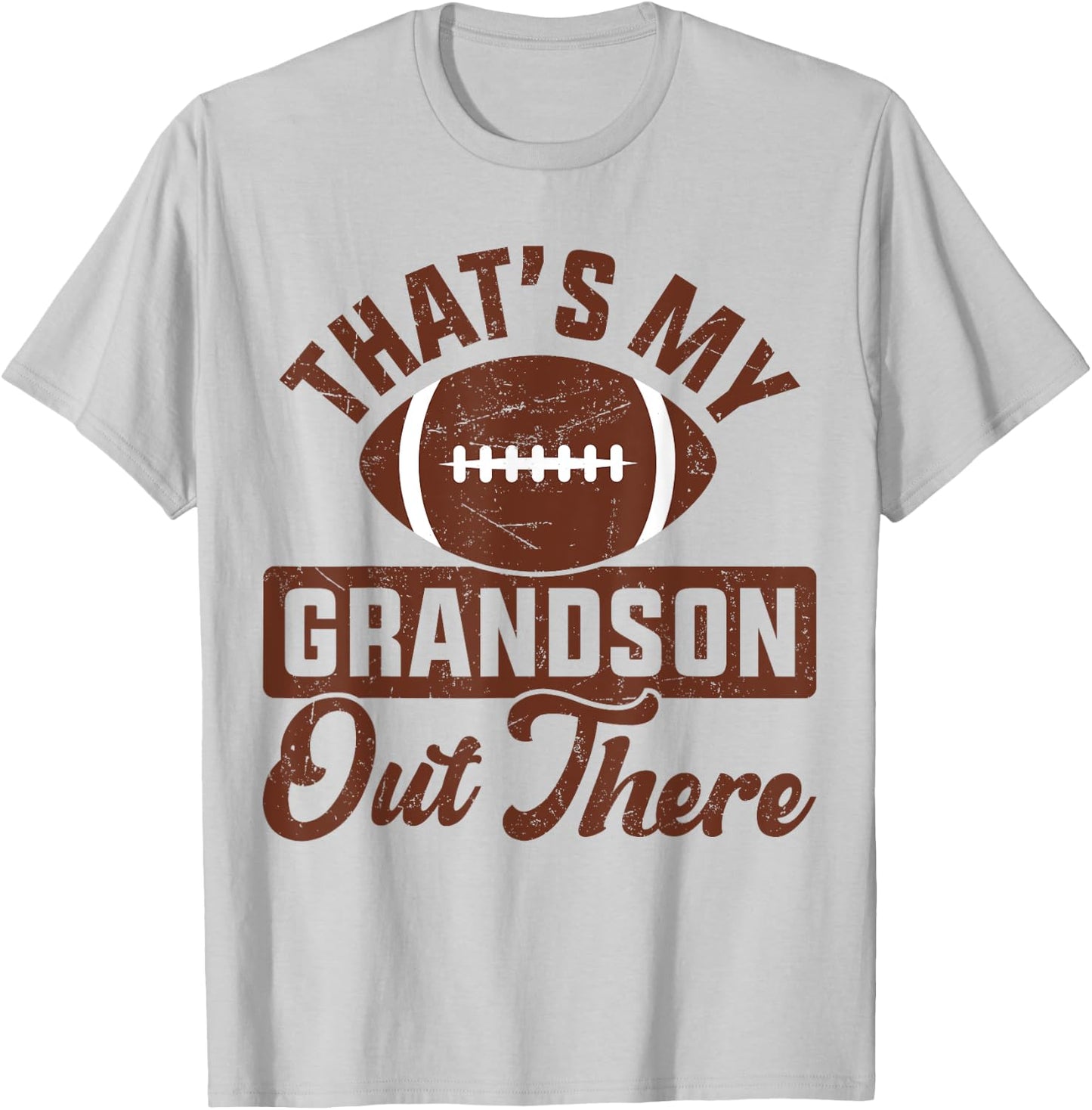 That's My Grandson Out There Football Funny Grandma Grandpa T-Shirt - T-Shirt | Ash