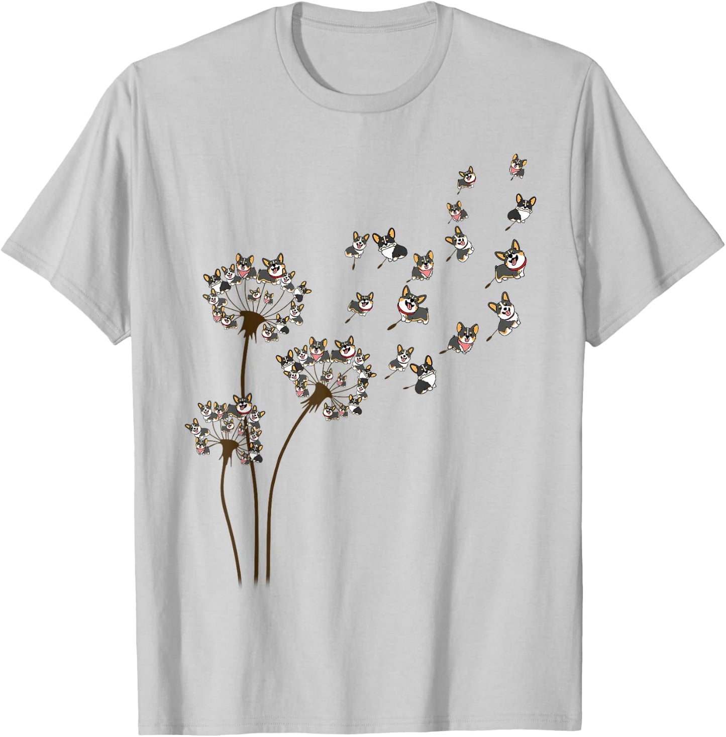 Dandelion Corgi T-Shirt - T-Shirt | Ash