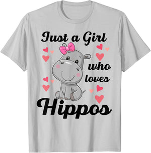 Cute Hippo-Shirt Just A Girl Who Loves Hippo Kids Toddler T-Shirt - T-Shirt | Ash