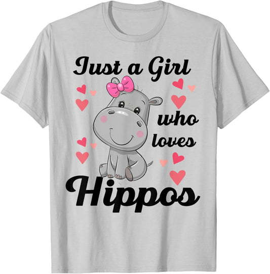Cute Hippo-Shirt Just A Girl Who Loves Hippo Kids Toddler T-Shirt - T-Shirt | Ash