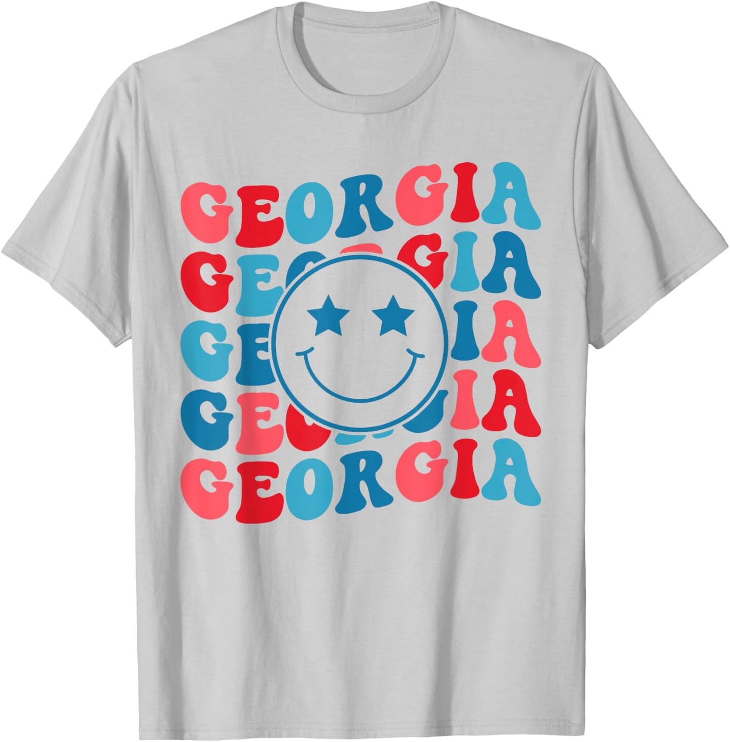 Retro Groovy Georgia Girl Georgia Proud American Flag T-Shirt - T-Shirt | Ash