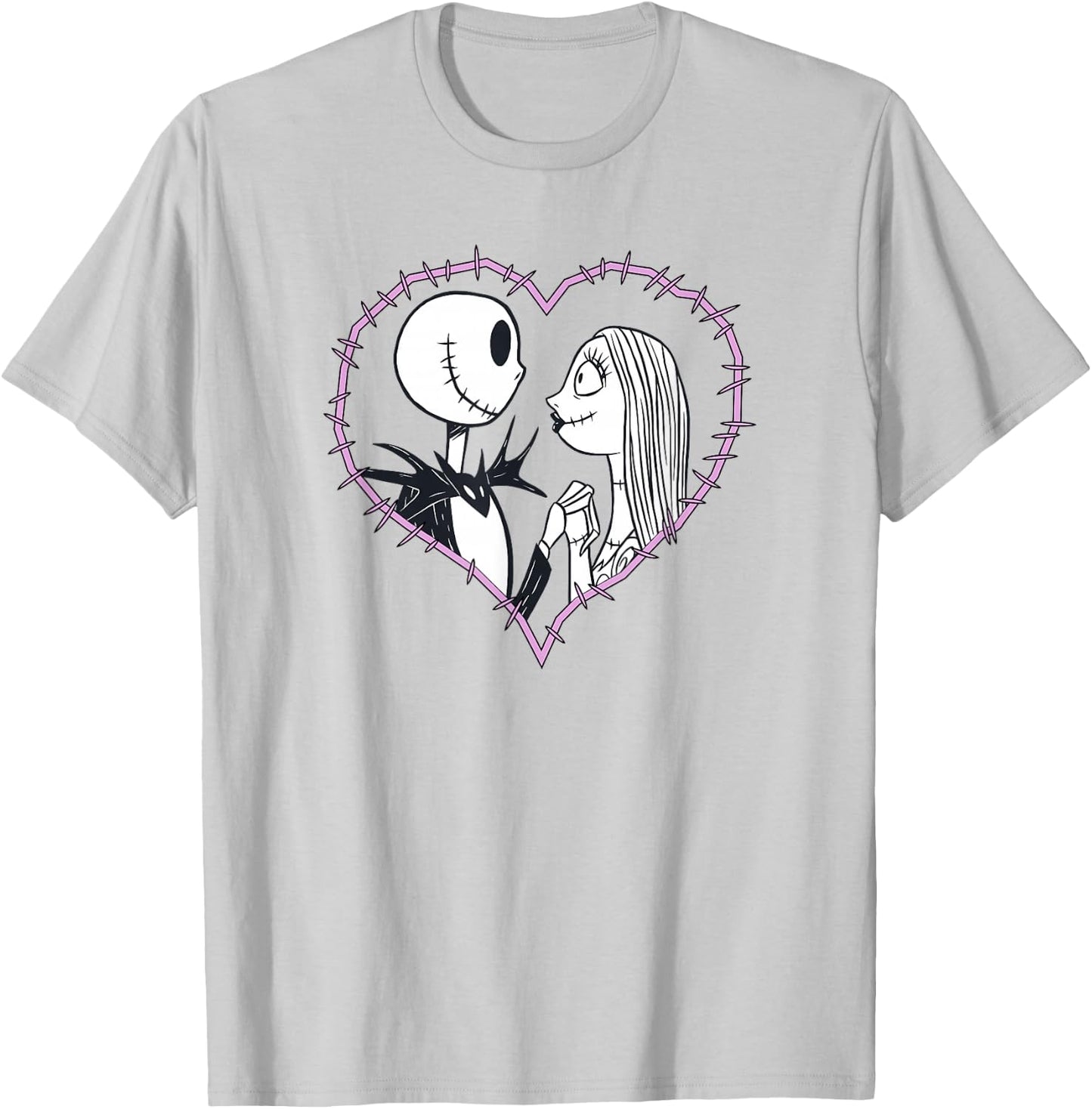 Disney The Nightmare Before Christmas Jack & Sally Heart T-Shirt - T-Shirt | Ash