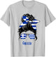 Greek Girl Bandana Glasses Flag Colors Hellenic Pride T-Shirt - T-Shirt | Ash