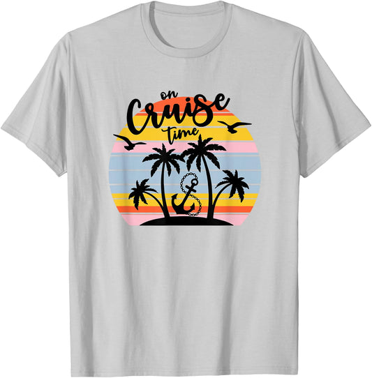 Retro On Cruise Time Summer Vacation Outfits Men T-Shirt - T-Shirt | Ash