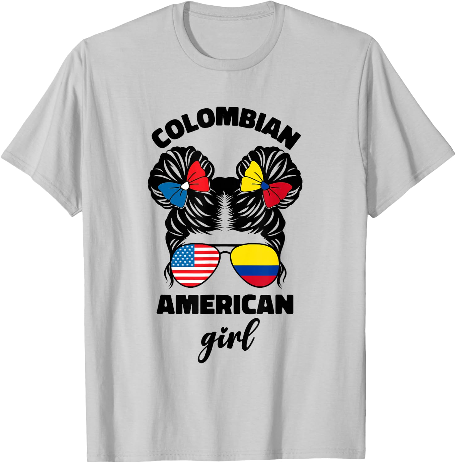 Half American and Colombian USA Colombia Flag Kids Girls T-Shirt - T-Shirt | Ash