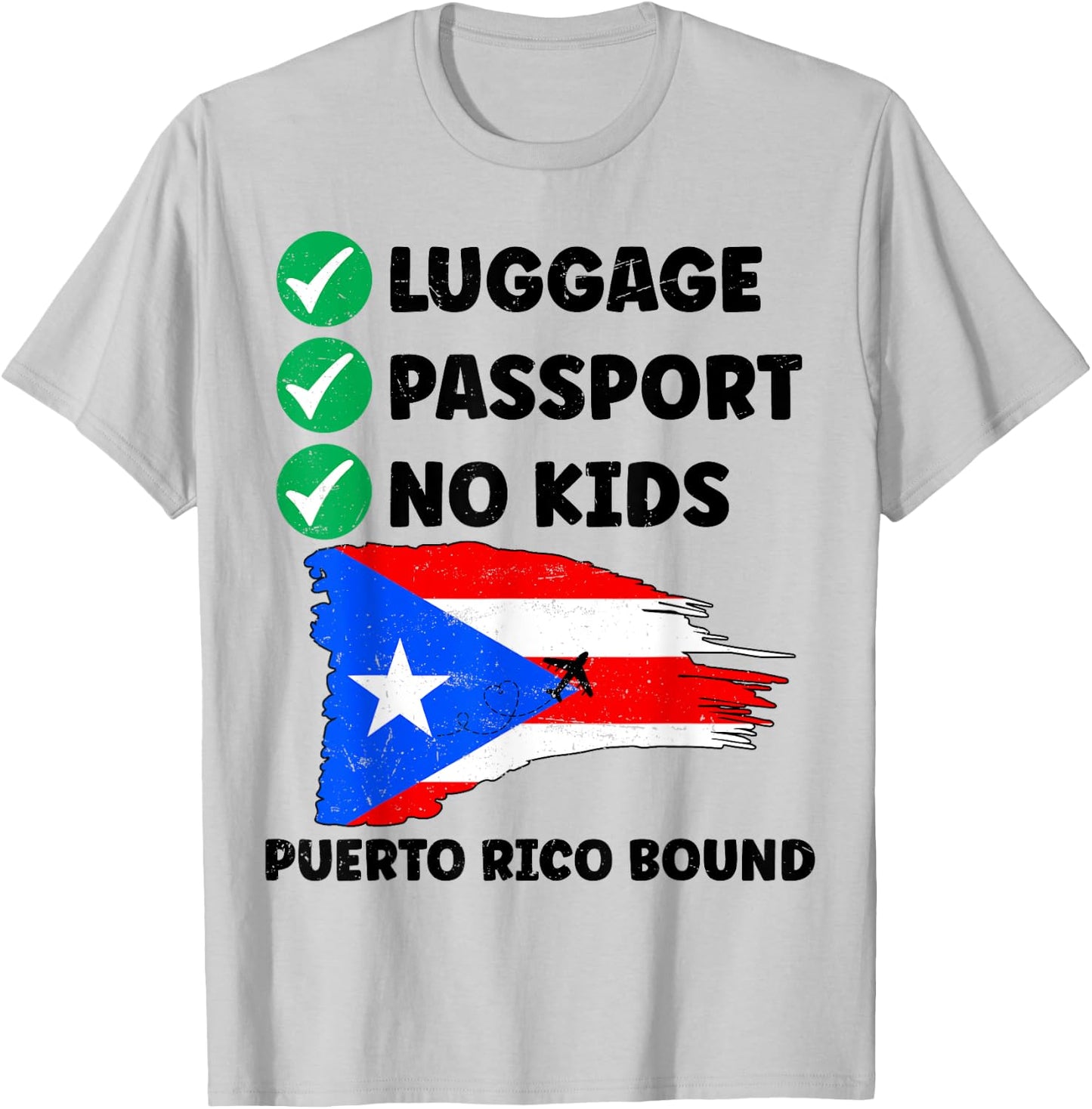 Luggage Passport No Kids Puerto Rico Bound Couple Matching T-Shirt - T-Shirt | Ash