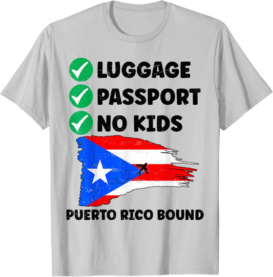 Luggage Passport No Kids Puerto Rico Bound Couple Matching T-Shirt - T-Shirt | Ash