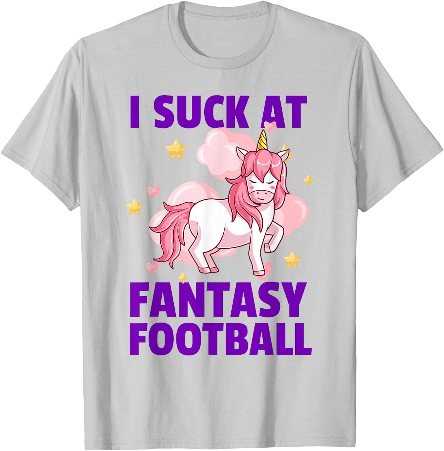 I Suck At Fantasy Football - League Loser Punishment Unicorn T-Shirt - T-Shirt | Ash