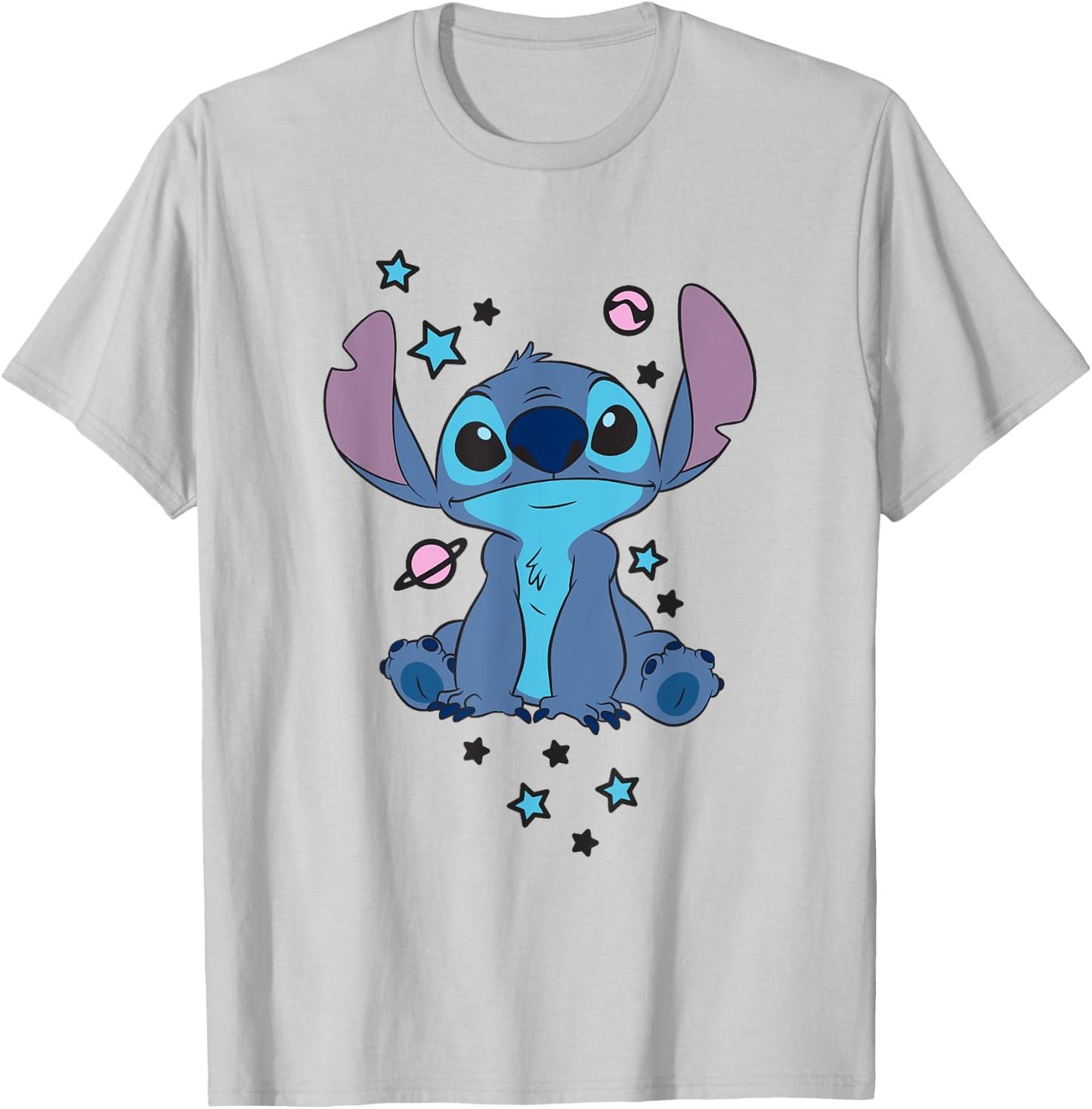 Disney Lilo & Stitch Stars & Planets Cute Stitch Portrait T-Shirt - T-Shirt | Ash