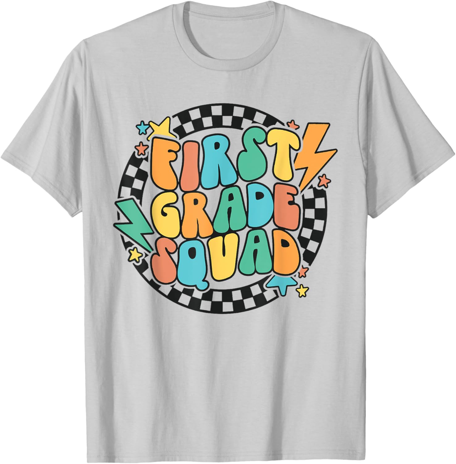 Back To School Groovy Teacher 1st First Grade Crew Squad T-Shirt - T-Shirt | Ash