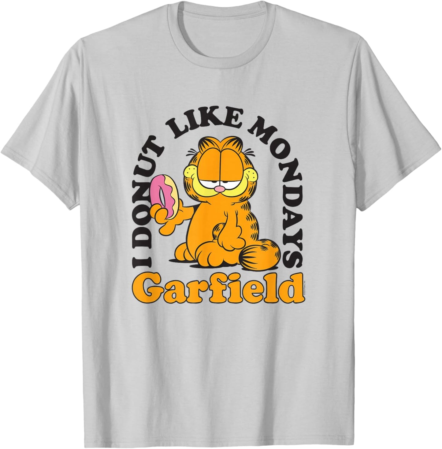 Garfield I Donut Like Mondays Cartoon Cat T-Shirt - T-Shirt | Ash