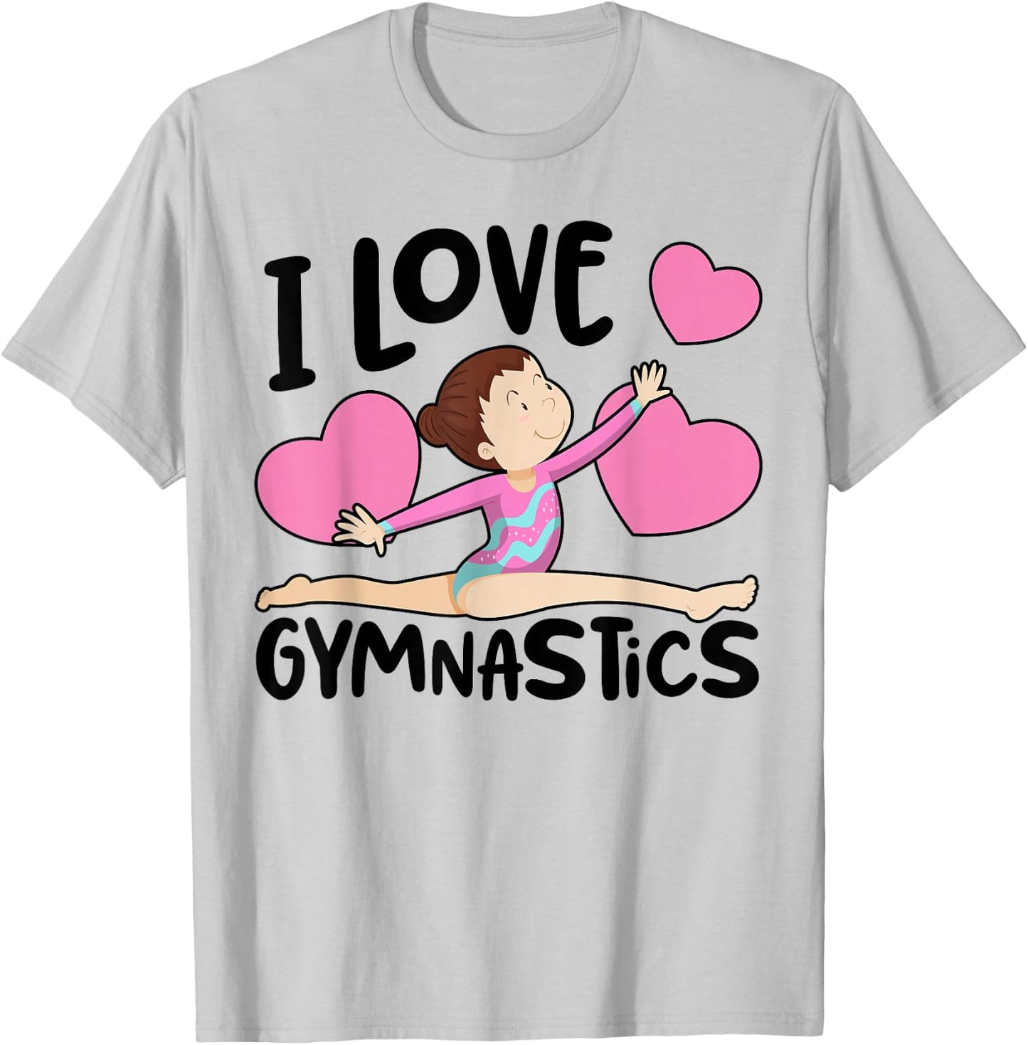 I Love Gymnastics Sports Gymnast Girls Women Cute Heart T-Shirt - T-Shirt | Ash