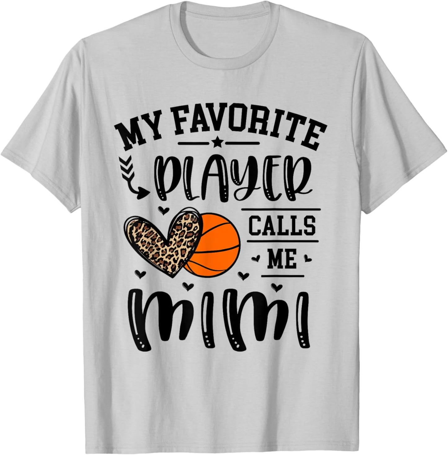 Basketball My Favorite Player Calls Me Mimi Heart Grandma T-Shirt - T-Shirt | Ash