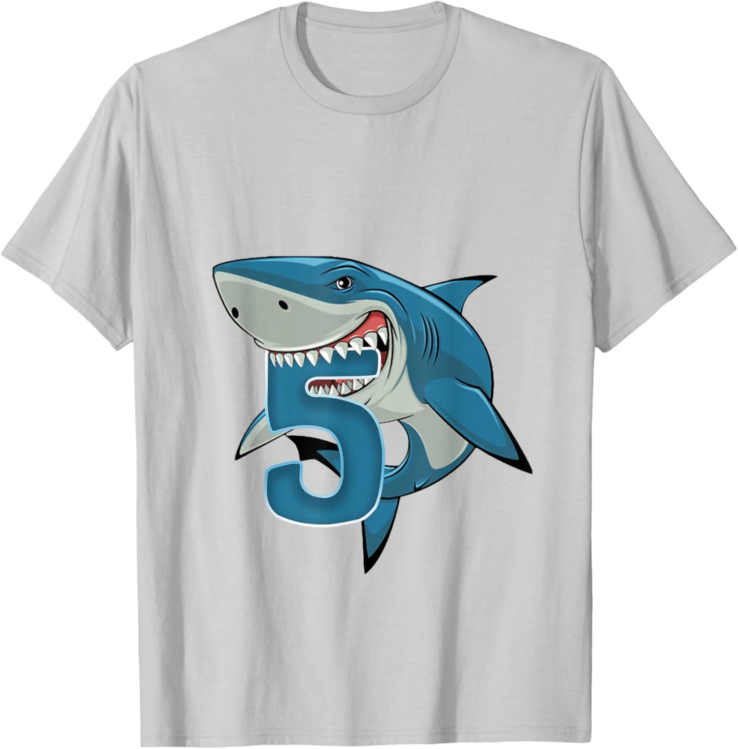 5th Birthday Shark 5 Year Old Birthday Shark Theme Party T-Shirt - T-Shirt | Ash