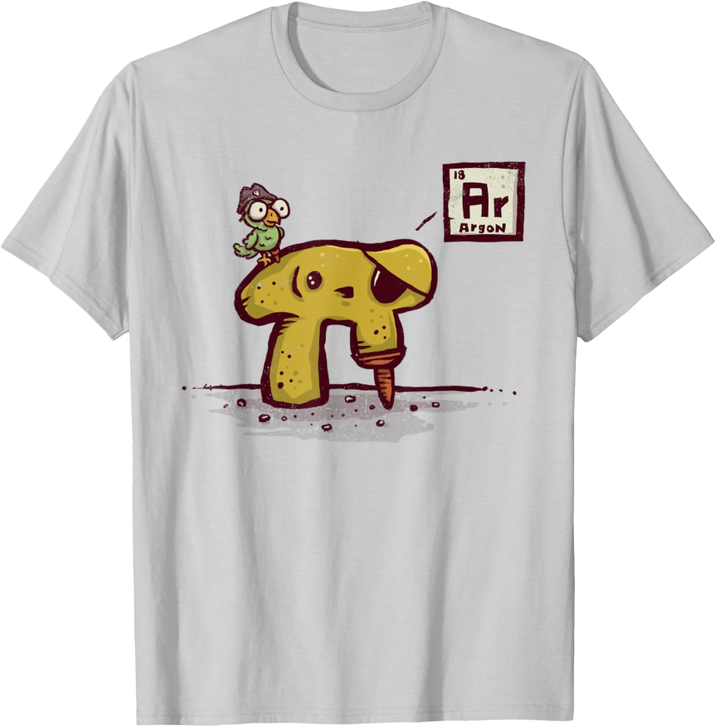 Nerdy Pi Rate Vintage Pirate Bird Periodic Table Math Joke T-Shirt - T-Shirt | Ash