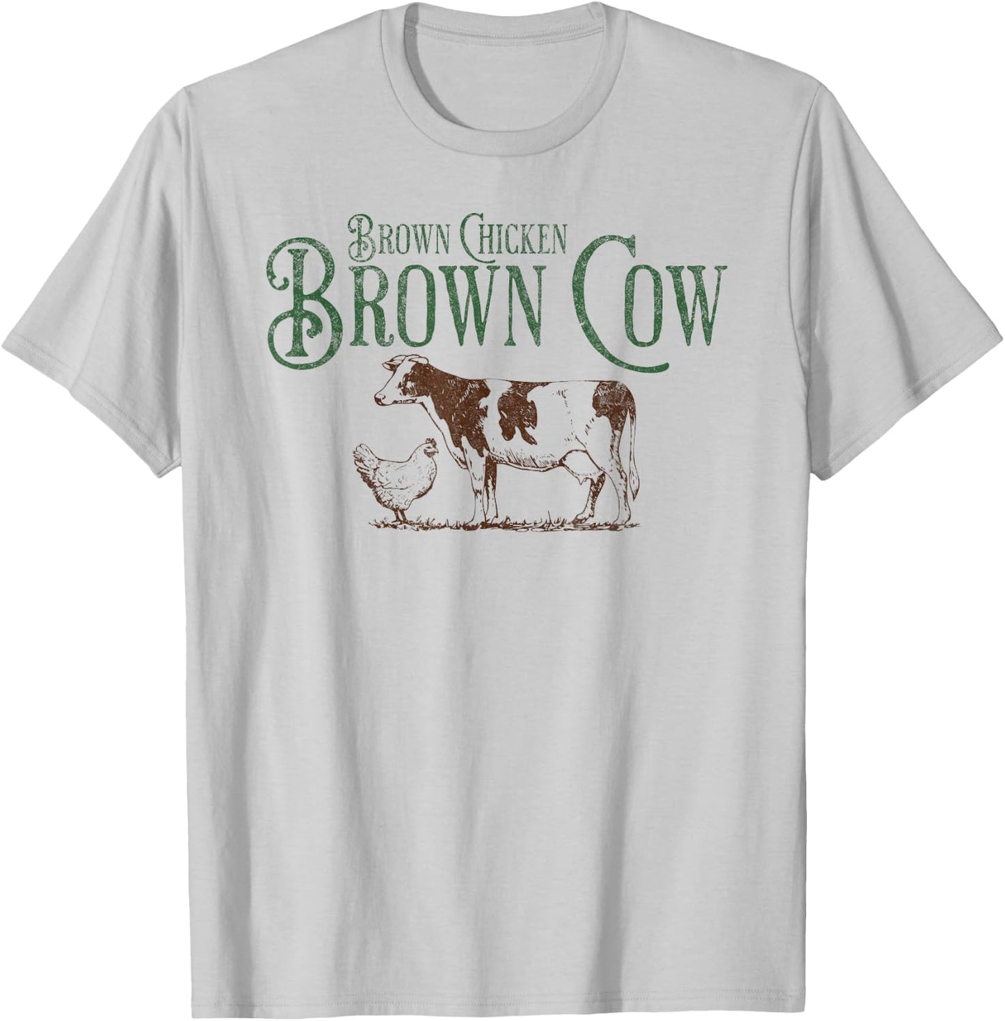 Brown Chicken Brown Cow Funny Bow Chicka Wow Wow Joke T-Shirt - T-Shirt | Ash