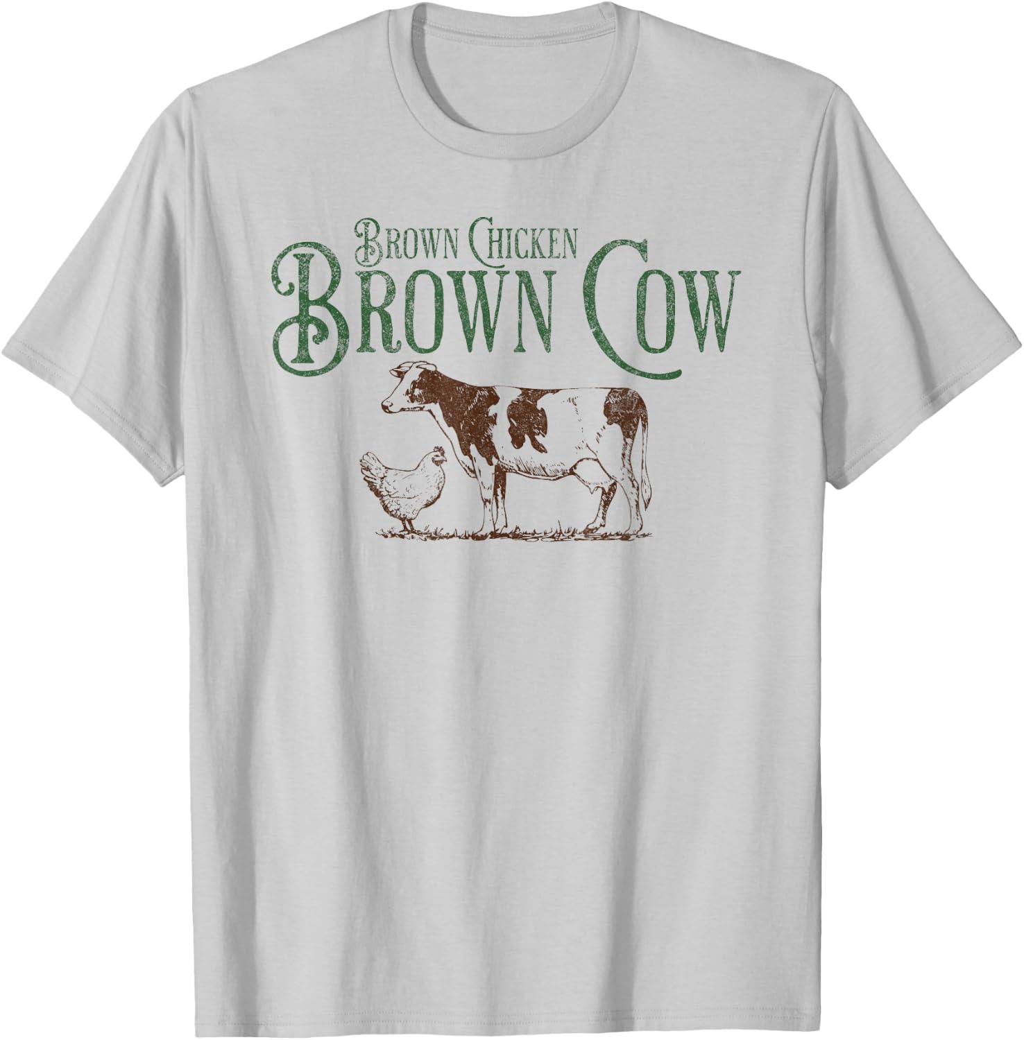 Brown Chicken Brown Cow Funny Bow Chicka Wow Wow Joke T-Shirt - T-Shirt | Ash