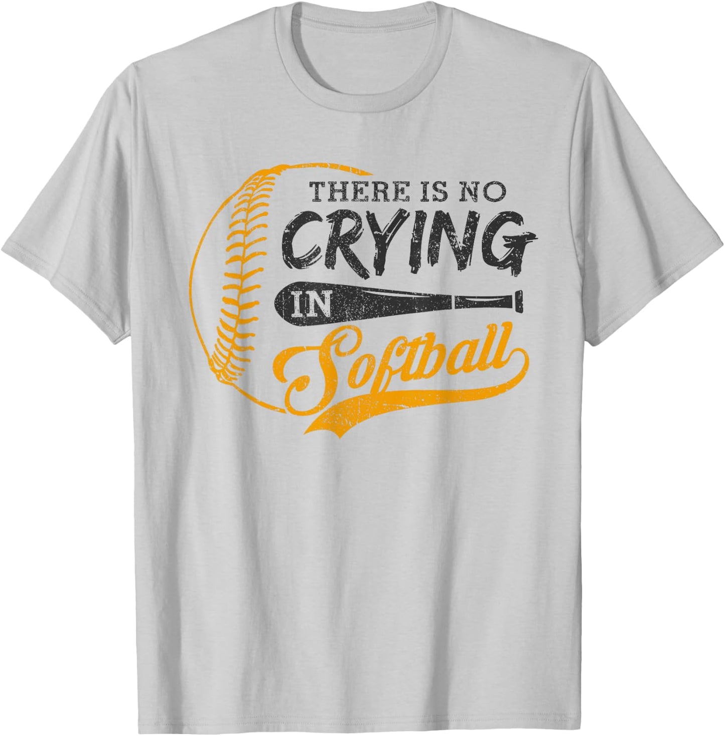 Vintage There Is No Crying In Softball Sports Funny Softball T-Shirt - T-Shirt | Ash