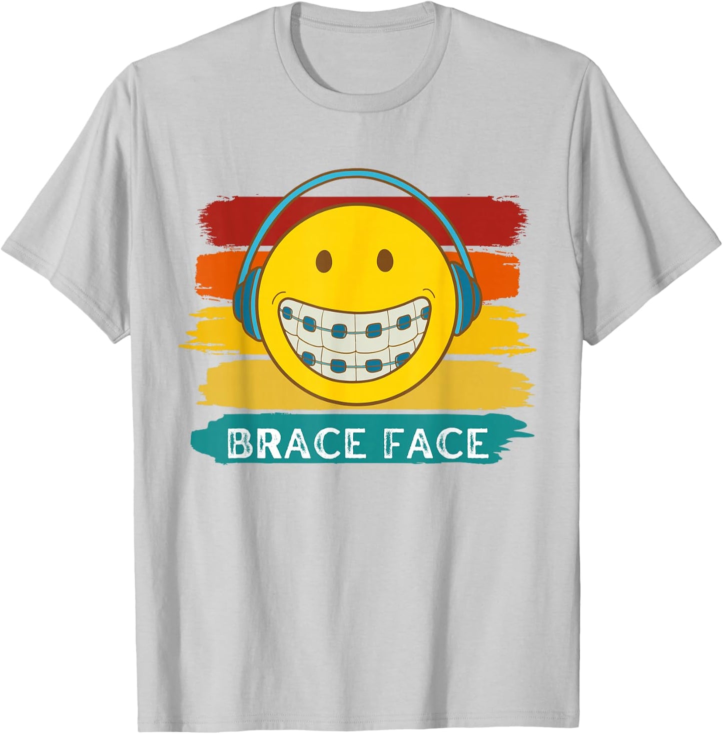 RETRO SMILE BRACE FACE Orthodontic Braces T-Shirt - T-Shirt | Ash