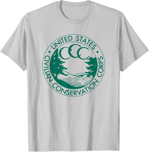 Civilian Conservation Corps CCC Logo Retro Distressed 1930s T-Shirt - T-Shirt | Ash