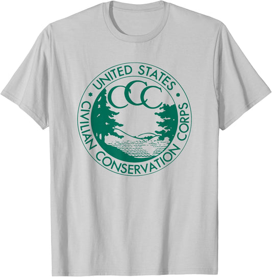 Civilian Conservation Corps CCC Logo Retro Distressed 1930s T-Shirt - T-Shirt | Ash