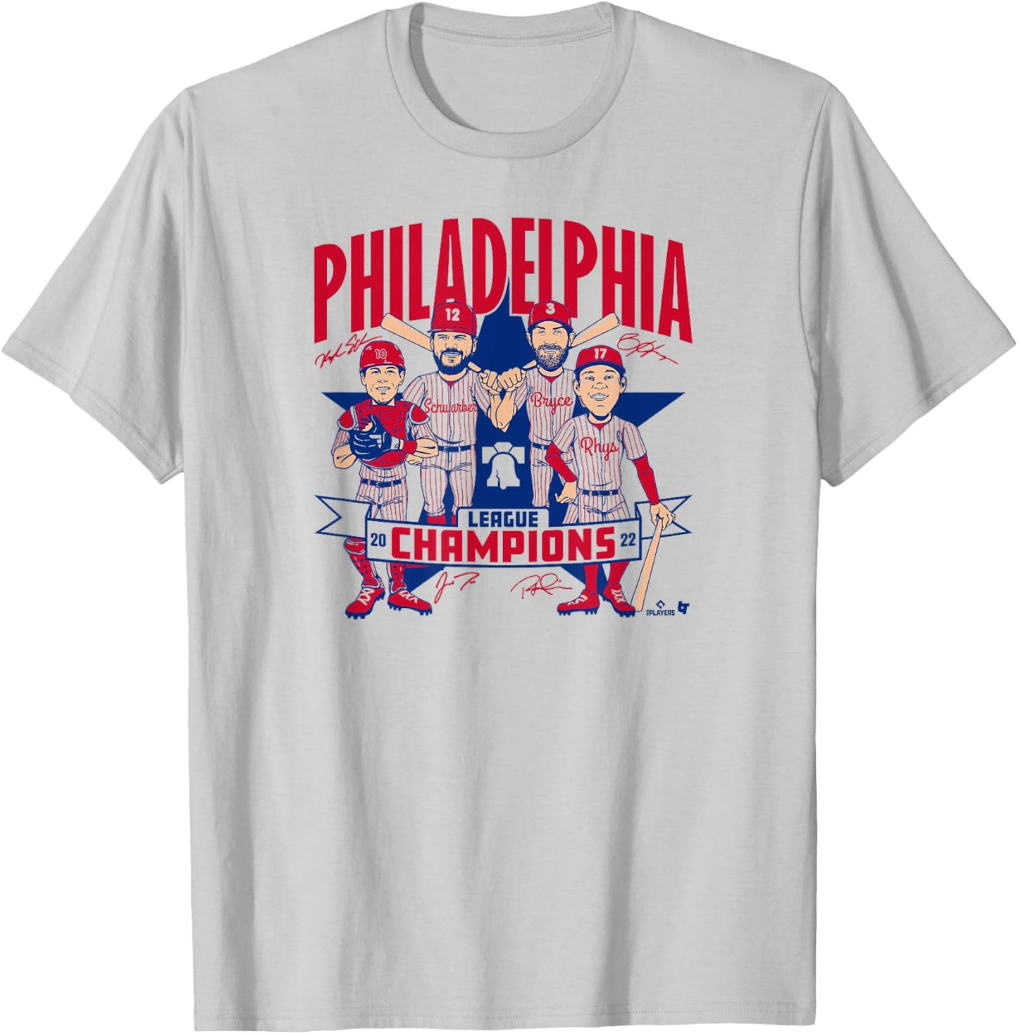 2022 League Champions Caricature - Philadelphia Baseball T-Shirt - T-Shirt | Ash