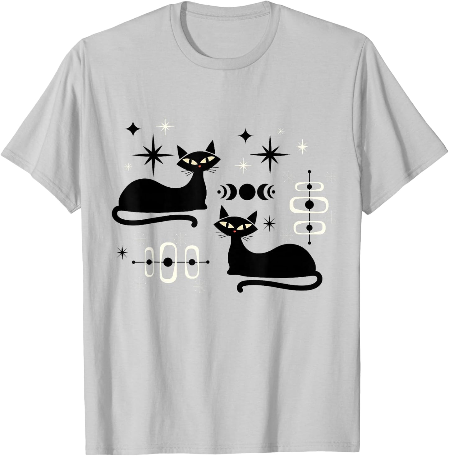 Midcentury Mid Century Cat Retro Atomic Age Space Modern T-Shirt - T-Shirt | Ash