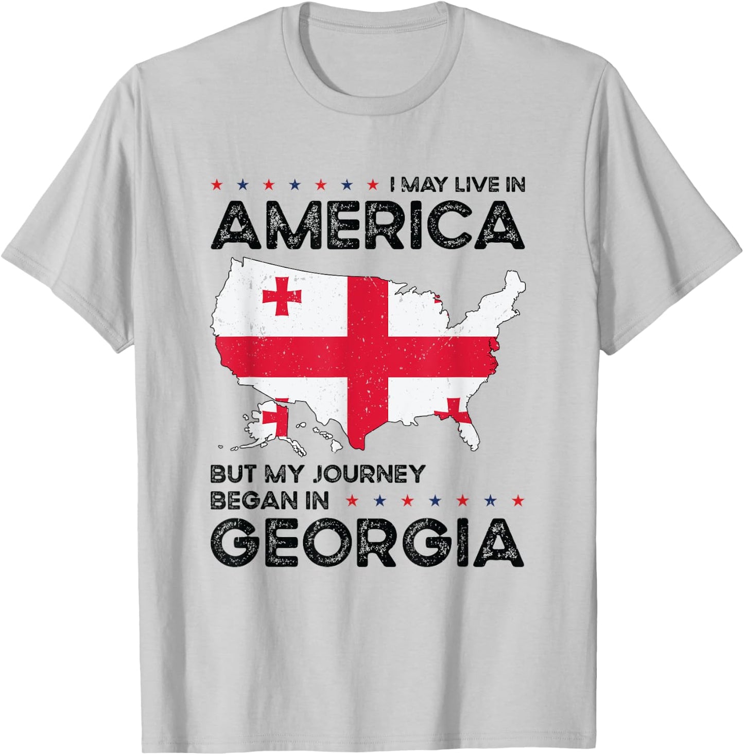 Georgian American Patriot USA Grown Georgia US Flag T-Shirt - T-Shirt | Ash