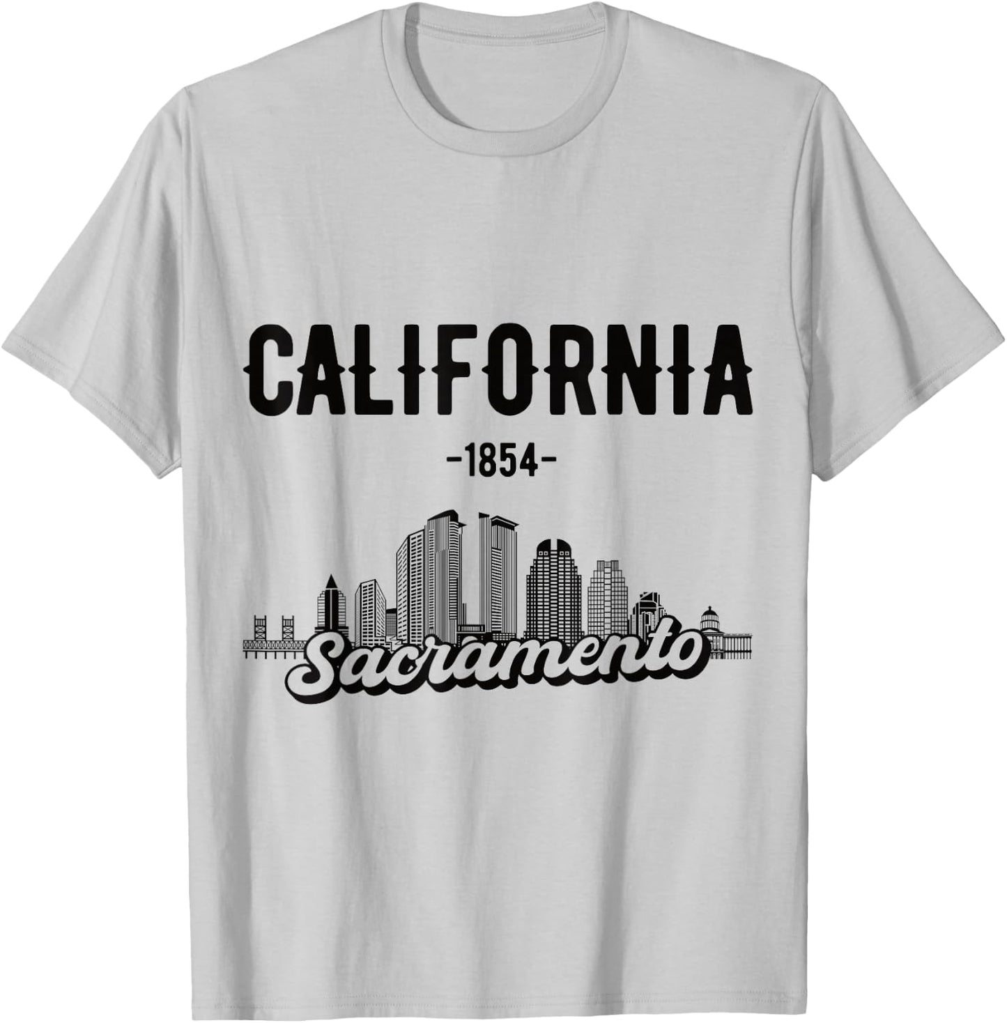 Skyline Sacramento California T-Shirt - T-Shirt | Ash