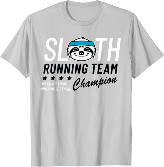 Sloth Running Team Champion T-Shirt - T-Shirt | Ash