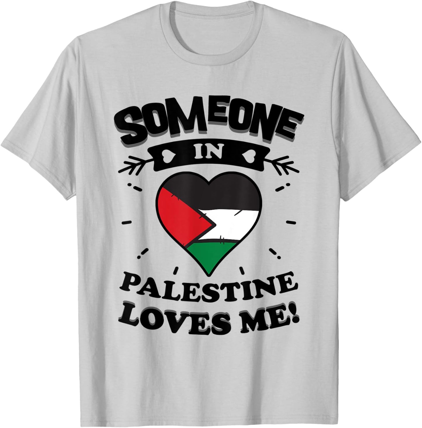 Someone In Palestine Loves Me Palestinian Flag Heart T-Shirt - T-Shirt | Ash