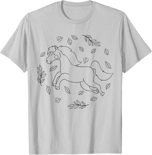 Horse mandala to color for children T-Shirt - T-Shirt | Ash