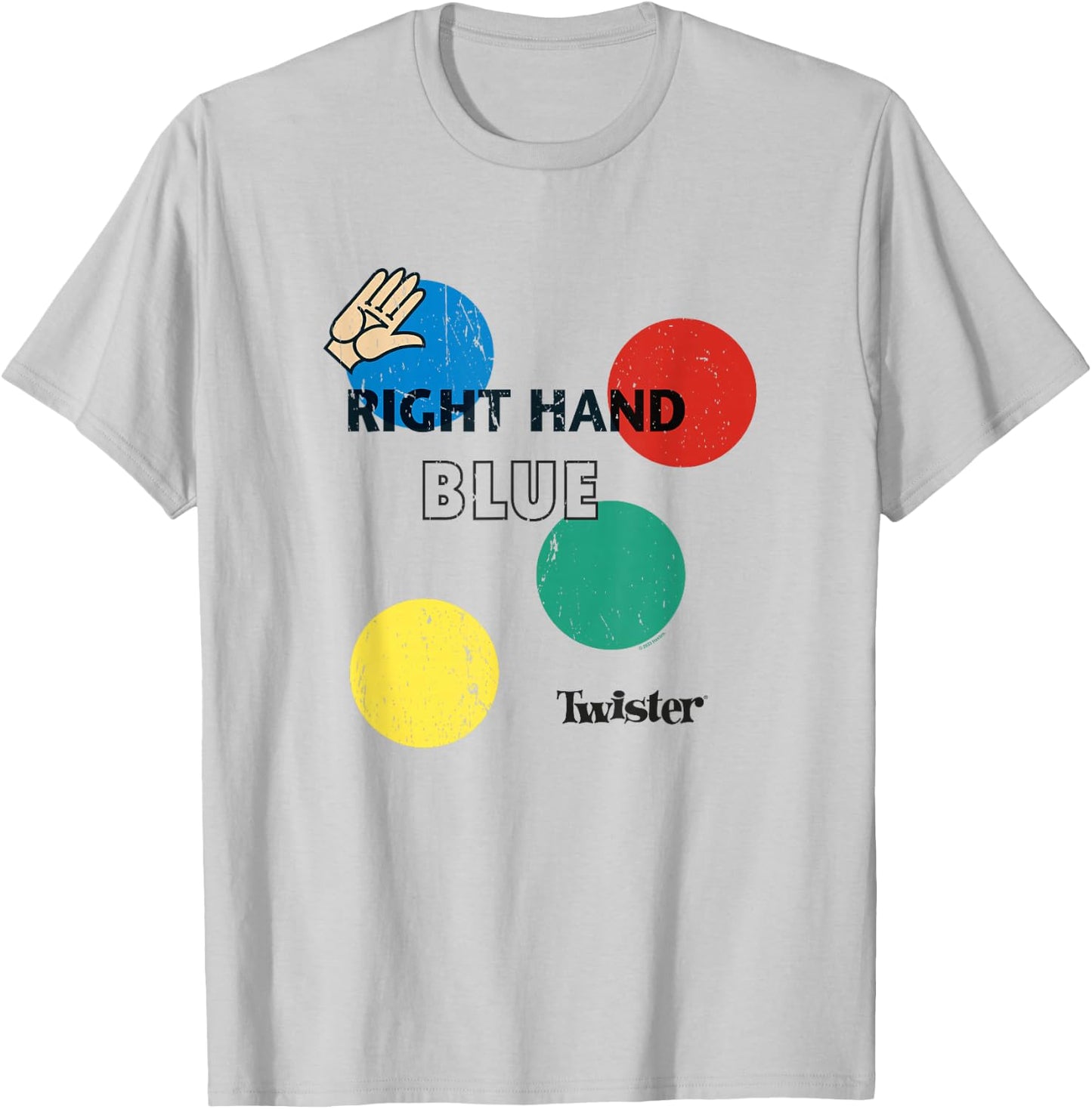 Twister Vintage Retro Distressed Right Hand Blue Game Logo T-Shirt - T-Shirt | Ash