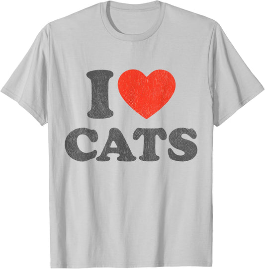 I Love Cats Outfit Red Heart Cat Owner I Heart Cats Men Women Kids T-Shirt - T-Shirt | Ash