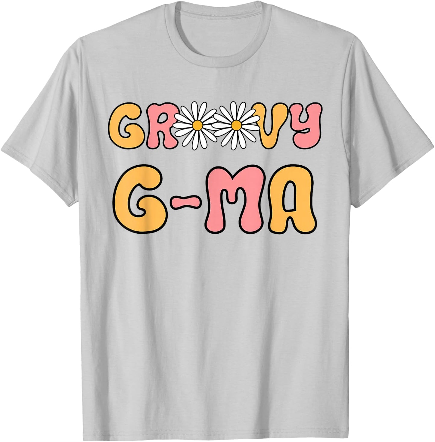 Retro Groovy G-ma Grandma Hippie Family Matching Mothers Day T-Shirt - T-Shirt | Ash