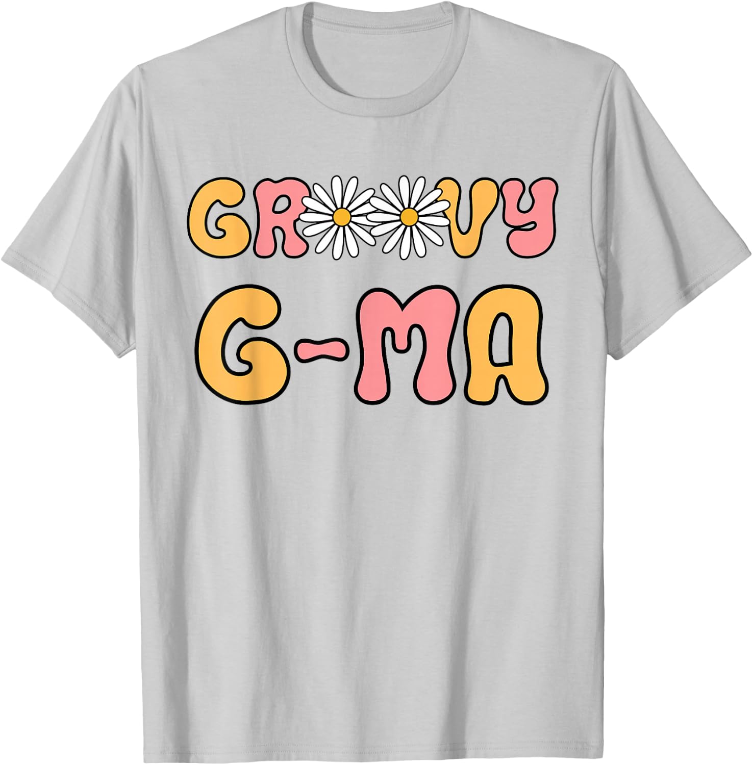 Retro Groovy G-ma Grandma Hippie Family Matching Mothers Day T-Shirt - T-Shirt | Ash