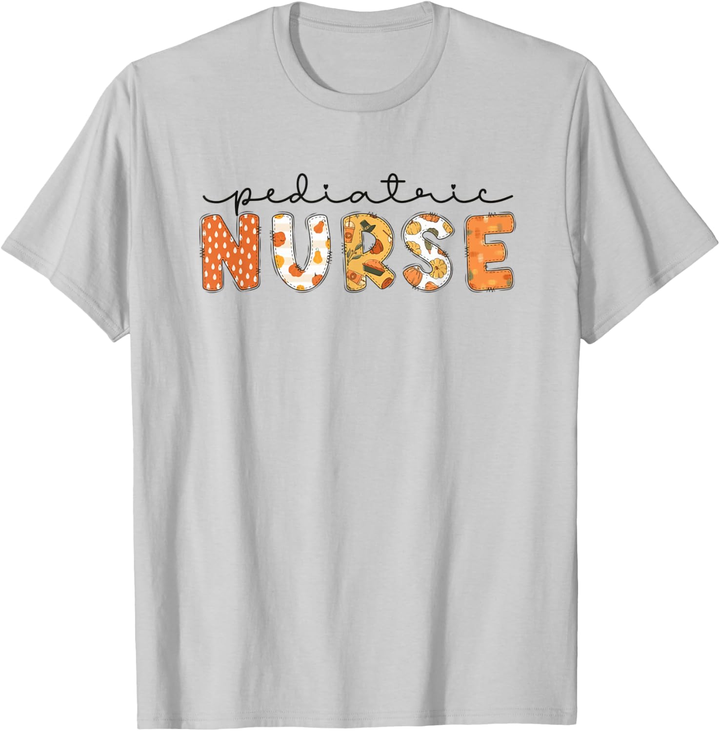 Fall Pediatric Nurse Thanksgiving Thankful PEDS Nurse Crew T-Shirt - T-Shirt | Ash