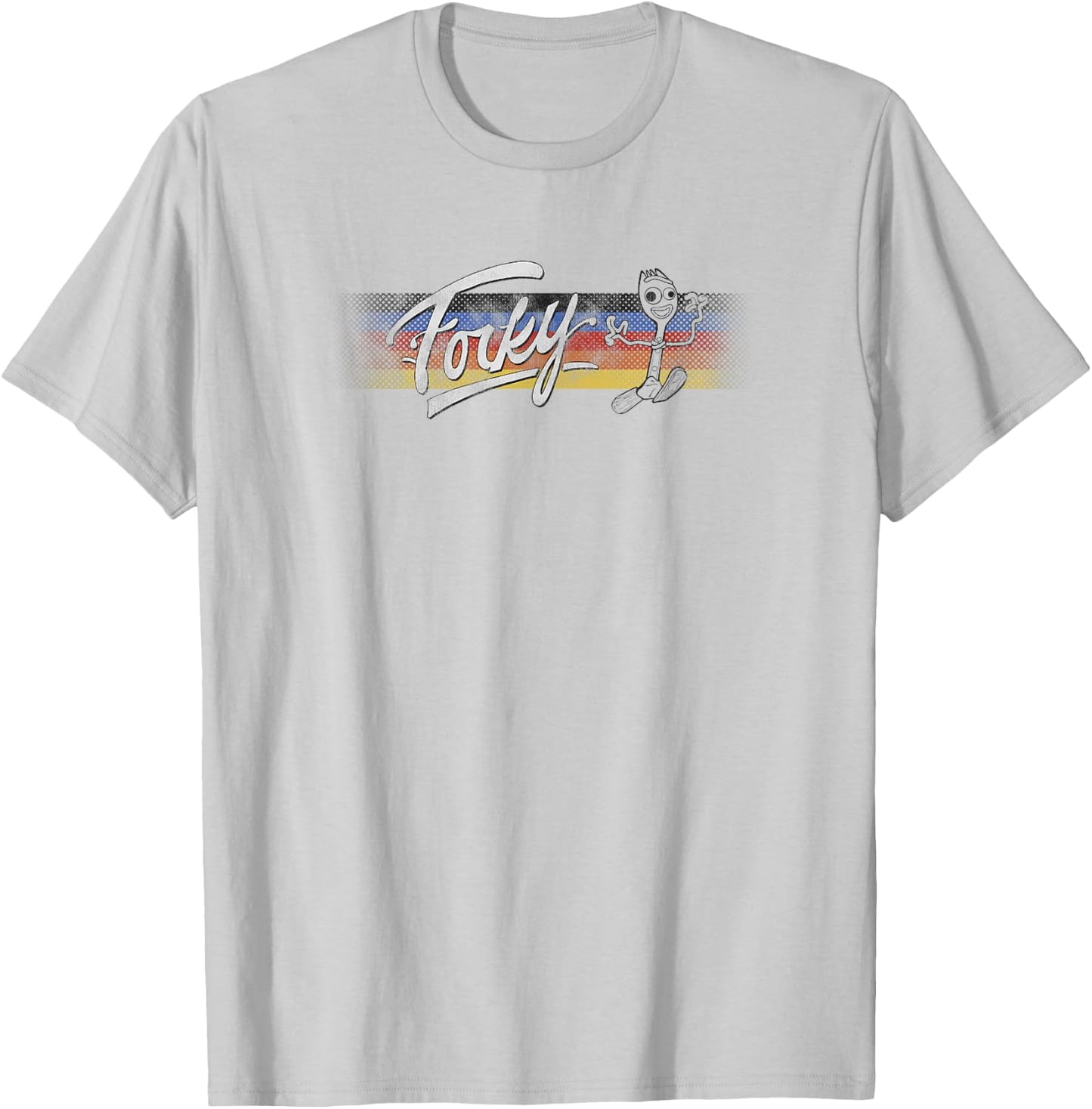 Disney Toy Story 4 Forky Rainbow Stripe Run T-Shirt - T-Shirt | Ash
