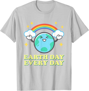 Earth Day Every Day Rainbow Globe Save the Planet Men Women T-Shirt - T-Shirt | Ash