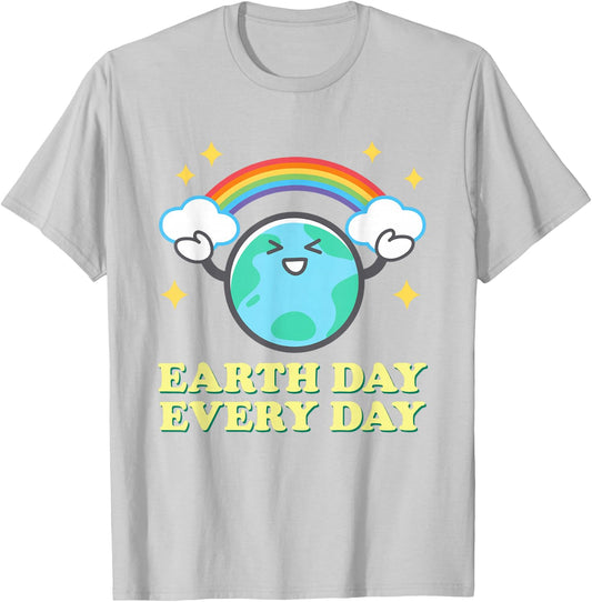 Earth Day Every Day Rainbow Globe Save the Planet Men Women T-Shirt - T-Shirt | Ash