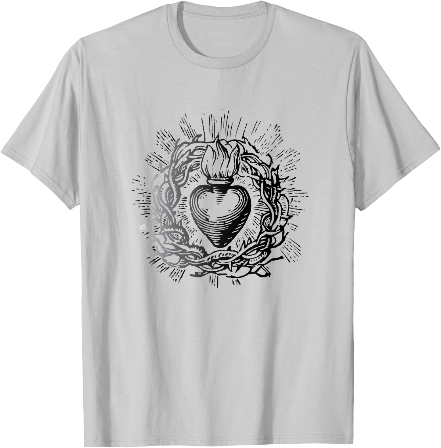 Traditional Sacred Heart of Jesus T-Shirt - T-Shirt | Ash