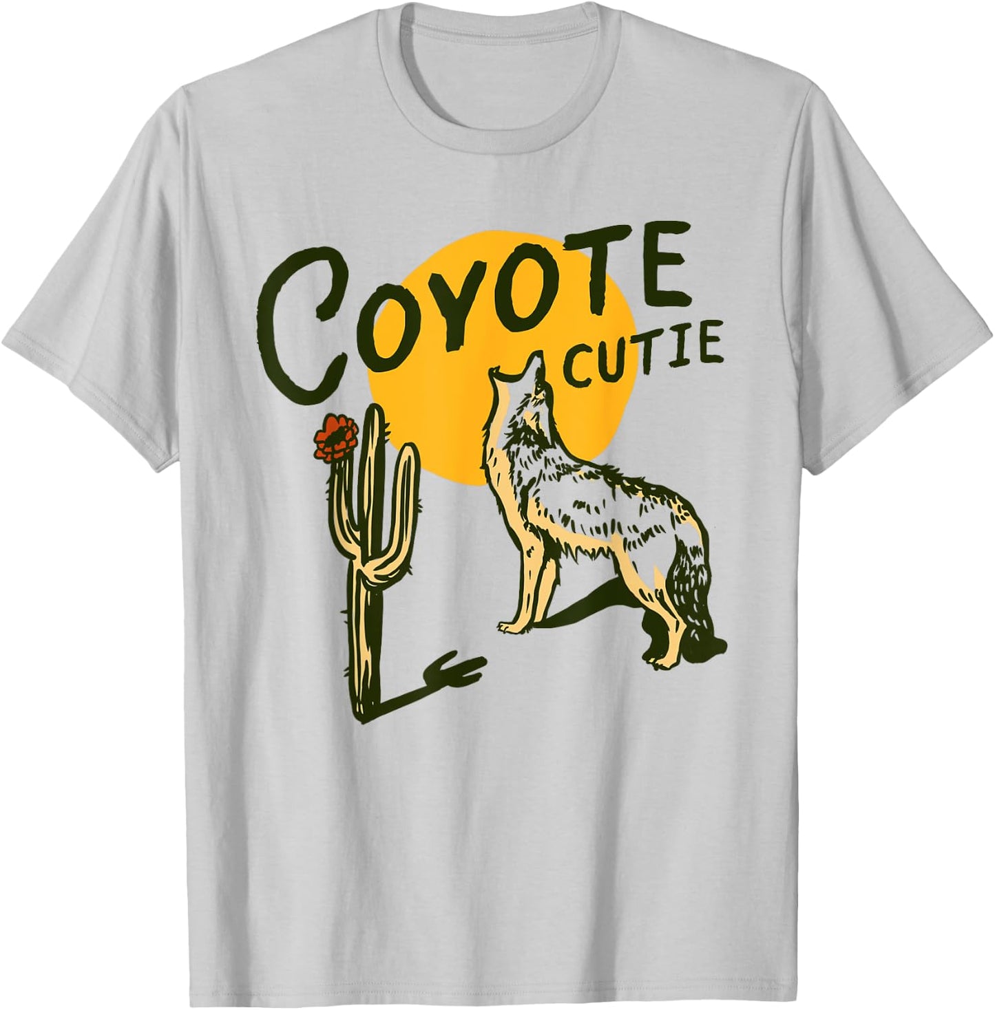 Coyote Cutie: Cute, Adorable Howl At The Moon Wolf Animal T-Shirt - T-Shirt | Ash