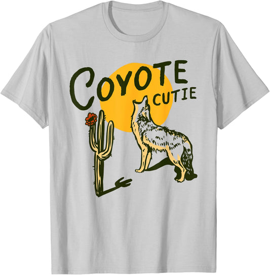 Coyote Cutie: Cute, Adorable Howl At The Moon Wolf Animal T-Shirt - T-Shirt | Ash